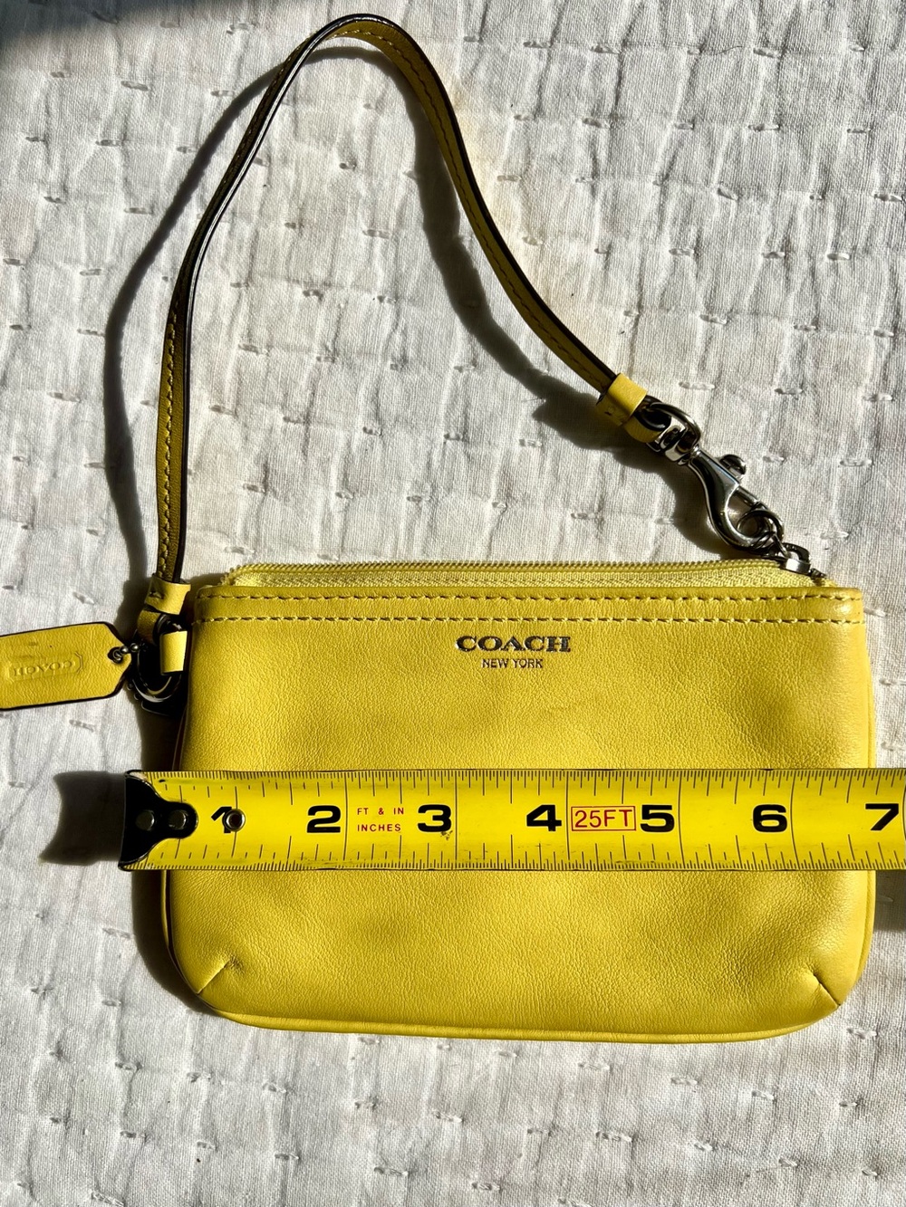 COACH Yellow Leather Wristlet with Silver Hardware - Picture 5 of 7